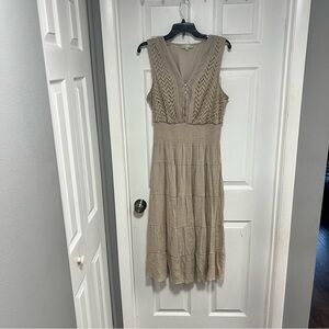 Elegant Tan Sleeveless Dress Size 2X